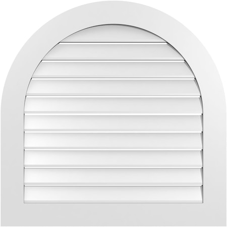 Ekena Millwork Round Top Surface Mount PVC Gable Vent: Functional, w/ 3-1/2"W x 1"P Standard Frame, 34"W x 34"H GVPRT34X3401SF